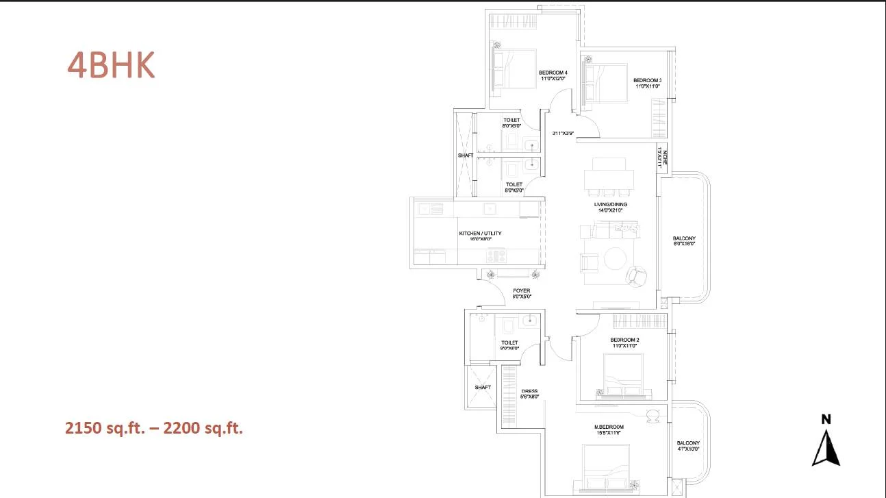 Brigade Savia 3 BHK Floor Plan